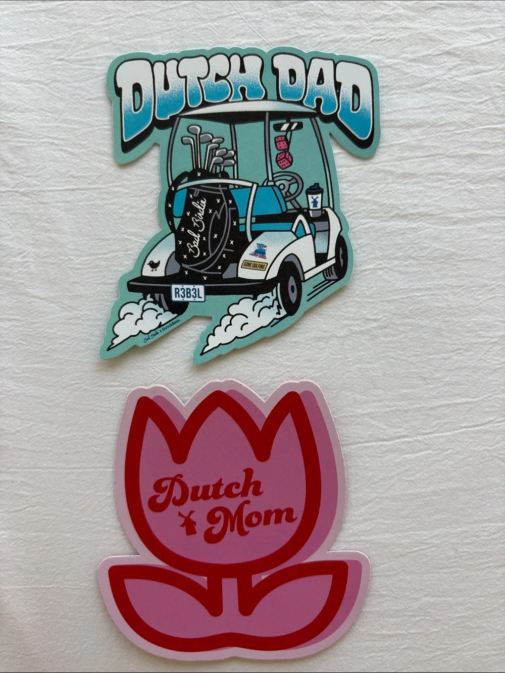 Limited Edition Dutch Dad Dutch Mom Stickers Accessory Decals Pink Teal